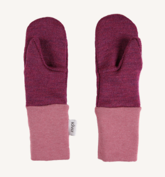 Kivat, mørk rosa votter i ull