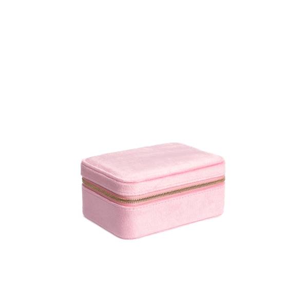 Dark,  Velvet Jewellery Box off pale pink