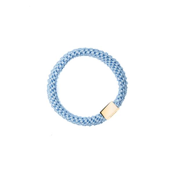 Dark, Fat hårstrikk med gull, light blue